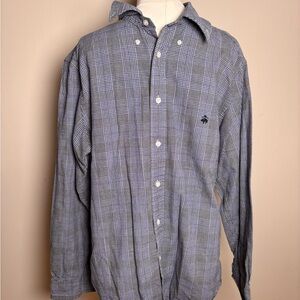 Brooks Brothers Regent Long Sleeve Blue Plaid Shirt Large Button Down